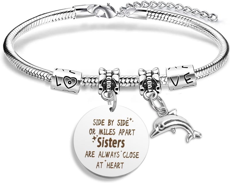 EGHTvmok Sister Birthday Gifts Christmas Mothers Day Sisters Graduation Valentines Bracelet Sunflower,Butterfly,Elephant - Image 1